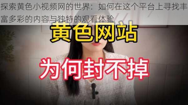 探索黄色小视频网的世界：如何在这个平台上寻找丰富多彩的内容与独特的观看体验