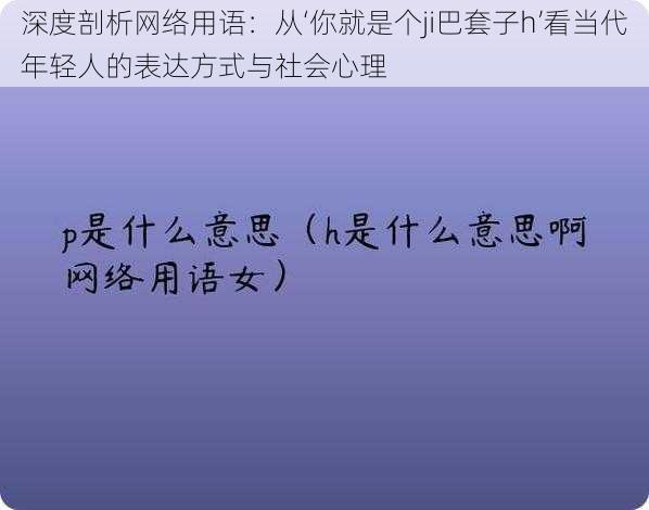 深度剖析网络用语：从‘你就是个ji巴套子h’看当代年轻人的表达方式与社会心理