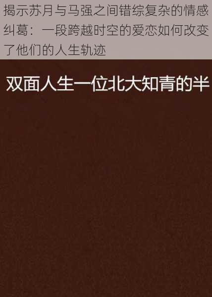 揭示苏月与马强之间错综复杂的情感纠葛：一段跨越时空的爱恋如何改变了他们的人生轨迹