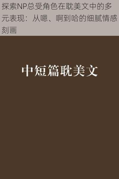 探索NP总受角色在耽美文中的多元表现：从嗯、啊到哈的细腻情感刻画