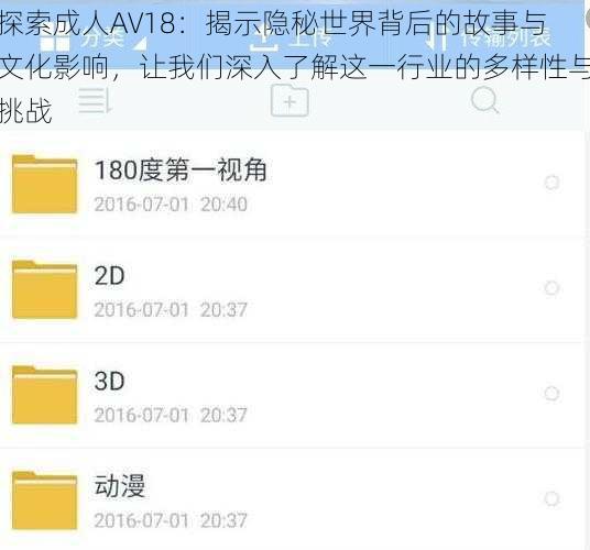 探索成人AV18：揭示隐秘世界背后的故事与文化影响，让我们深入了解这一行业的多样性与挑战