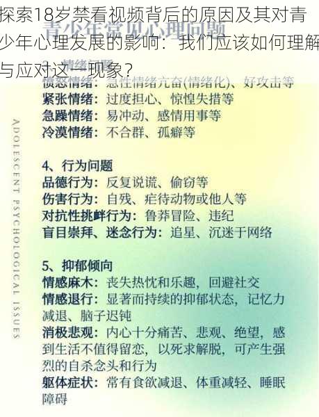 探索18岁禁看视频背后的原因及其对青少年心理发展的影响：我们应该如何理解与应对这一现象？