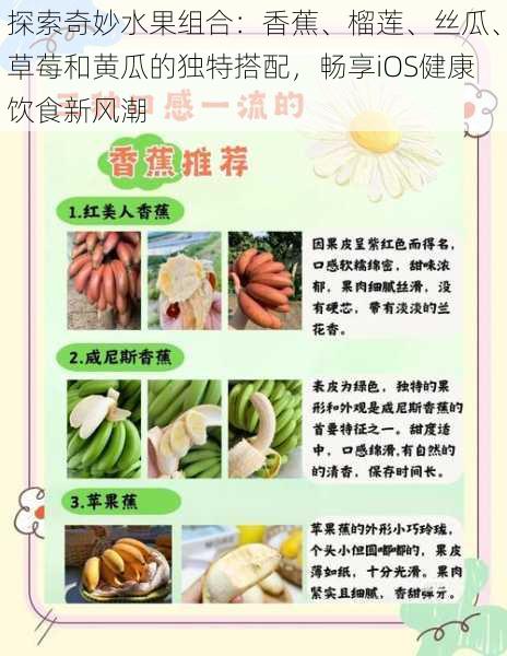 探索奇妙水果组合：香蕉、榴莲、丝瓜、草莓和黄瓜的独特搭配，畅享iOS健康饮食新风潮