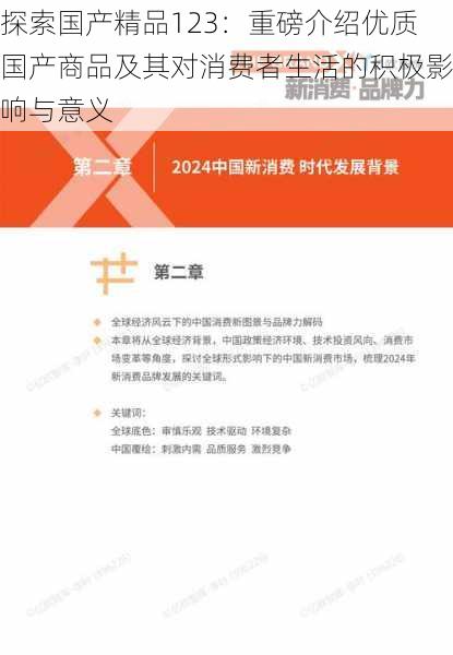 探索国产精品123：重磅介绍优质国产商品及其对消费者生活的积极影响与意义