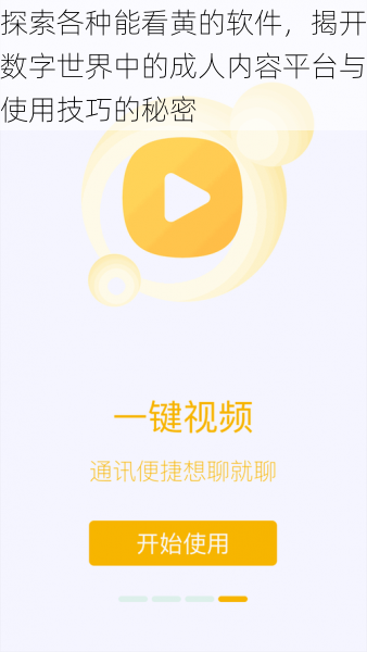 探索各种能看黄的软件，揭开数字世界中的成人内容平台与使用技巧的秘密