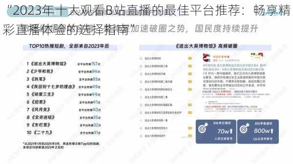 “2023年十大观看B站直播的最佳平台推荐：畅享精彩直播体验的选择指南”