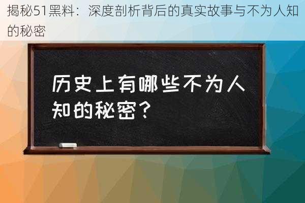 揭秘51黑料：深度剖析背后的真实故事与不为人知的秘密