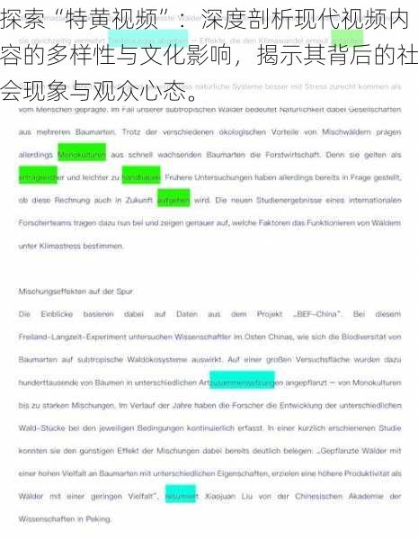 探索“特黄视频”：深度剖析现代视频内容的多样性与文化影响，揭示其背后的社会现象与观众心态。