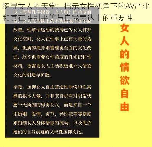 探寻女人的天堂：揭示女性视角下的AV产业和其在性别平等与自我表达中的重要性