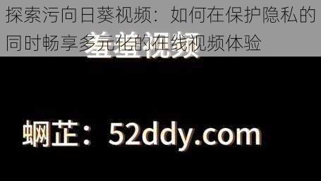 探索污向日葵视频：如何在保护隐私的同时畅享多元化的在线视频体验