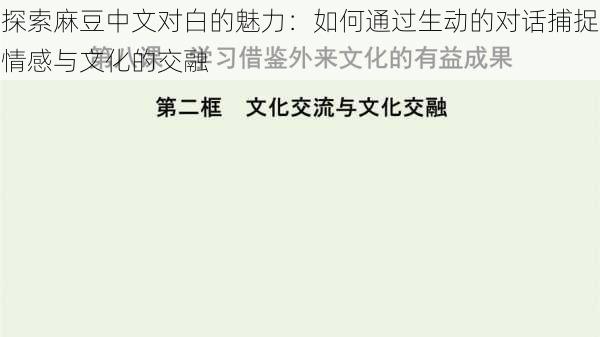 探索麻豆中文对白的魅力：如何通过生动的对话捕捉情感与文化的交融