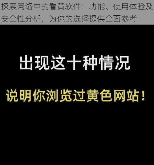 探索网络中的看黄软件：功能、使用体验及安全性分析，为你的选择提供全面参考