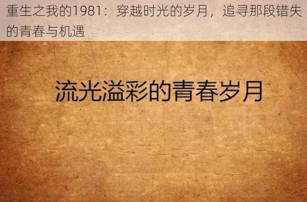 重生之我的1981：穿越时光的岁月，追寻那段错失的青春与机遇