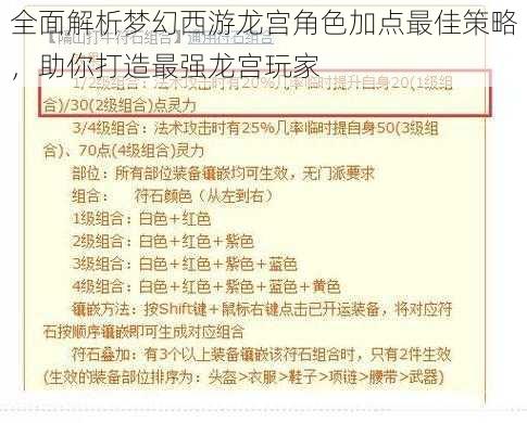 全面解析梦幻西游龙宫角色加点最佳策略，助你打造最强龙宫玩家