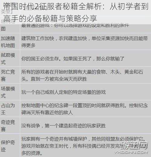 帝国时代2征服者秘籍全解析：从初学者到高手的必备秘籍与策略分享