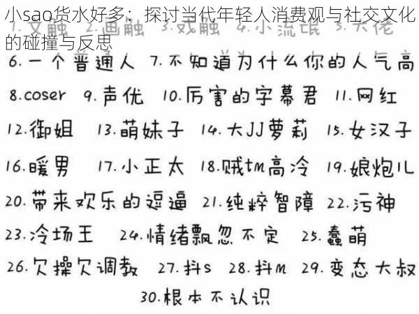 小sao货水好多：探讨当代年轻人消费观与社交文化的碰撞与反思