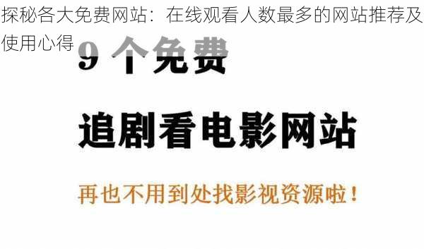 探秘各大免费网站：在线观看人数最多的网站推荐及使用心得