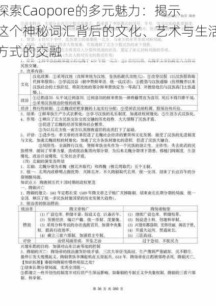 探索Caopore的多元魅力：揭示这个神秘词汇背后的文化、艺术与生活方式的交融