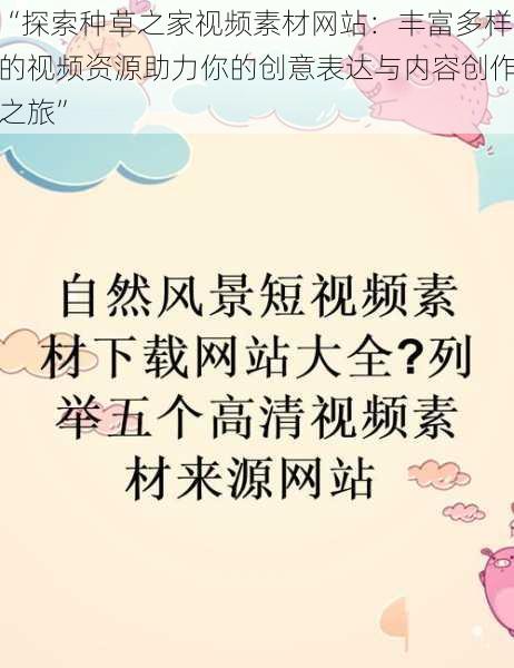 “探索种草之家视频素材网站：丰富多样的视频资源助力你的创意表达与内容创作之旅”