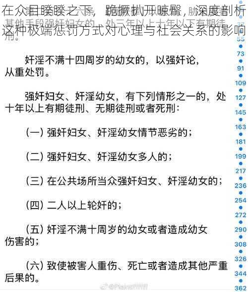 在众目睽睽之下，跪撅扒开晾臀，深度剖析这种极端惩罚方式对心理与社会关系的影响