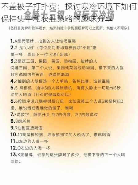 不盖被子打扑克：探讨寒冷环境下如何保持集中和获胜策略的趣味分享