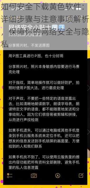 如何安全下载黄色软件：详细步骤与注意事项解析，保障你的网络安全与隐私