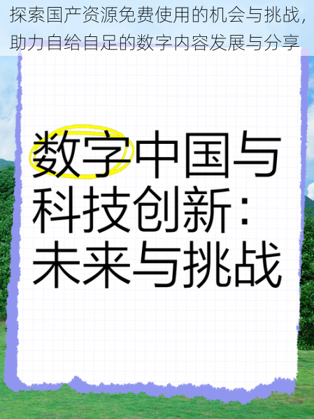 探索国产资源免费使用的机会与挑战，助力自给自足的数字内容发展与分享