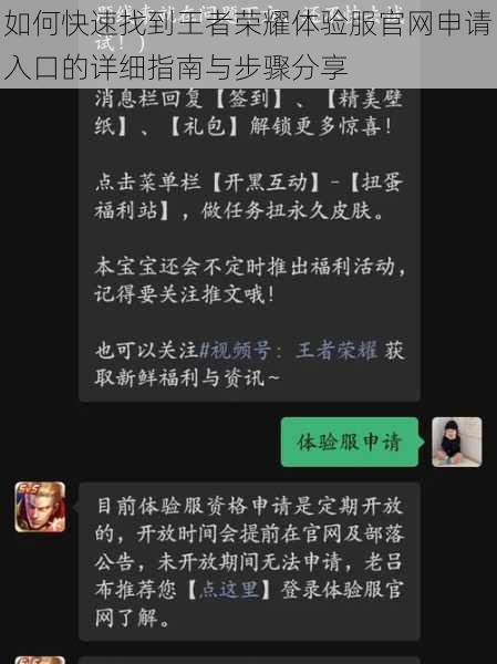 如何快速找到王者荣耀体验服官网申请入口的详细指南与步骤分享