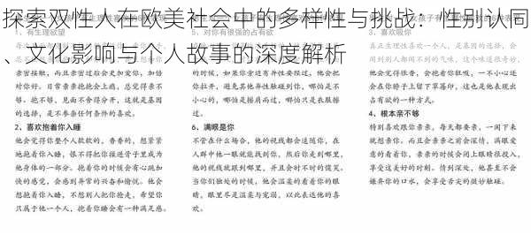 探索双性人在欧美社会中的多样性与挑战：性别认同、文化影响与个人故事的深度解析