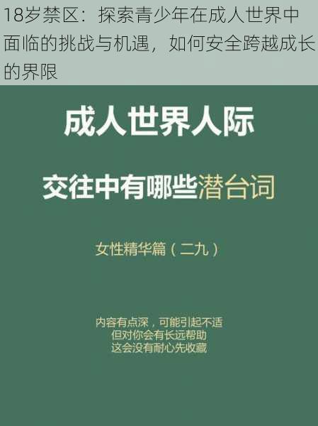 18岁禁区：探索青少年在成人世界中面临的挑战与机遇，如何安全跨越成长的界限