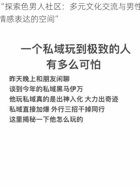 “探索色男人社区：多元文化交流与男性情感表达的空间”