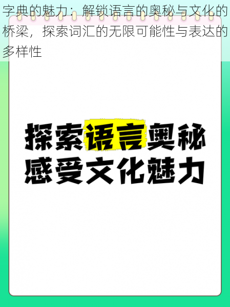 字典的魅力：解锁语言的奥秘与文化的桥梁，探索词汇的无限可能性与表达的多样性