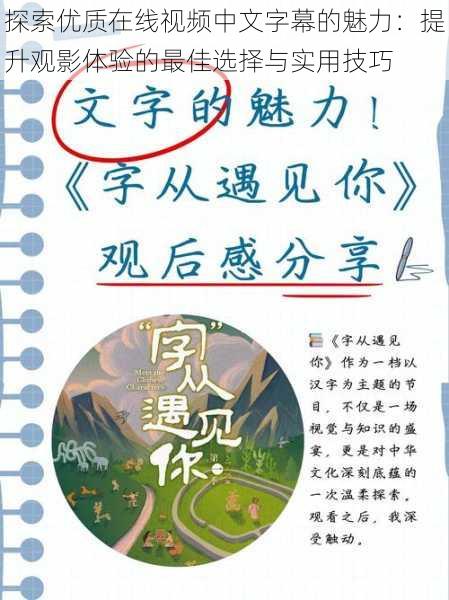 探索优质在线视频中文字幕的魅力：提升观影体验的最佳选择与实用技巧