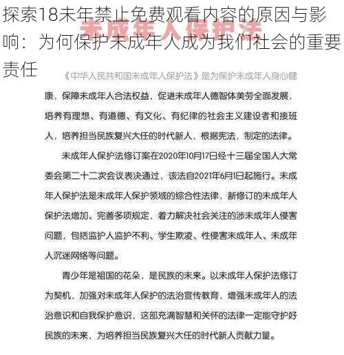 探索18未年禁止免费观看内容的原因与影响：为何保护未成年人成为我们社会的重要责任