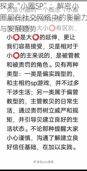 探索“小圈SP”：解密小圈层在社交网络中的影响力与发展趋势