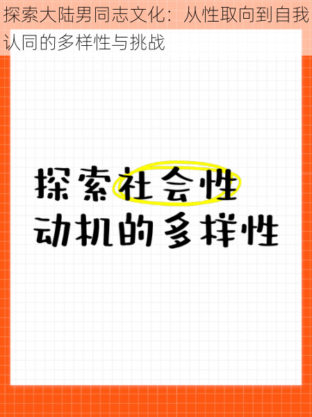 探索大陆男同志文化：从性取向到自我认同的多样性与挑战