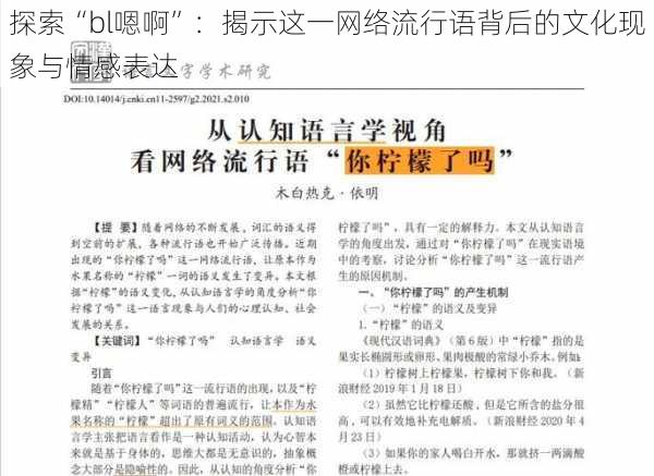 探索“bl嗯啊”：揭示这一网络流行语背后的文化现象与情感表达