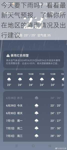 今天要下雨吗？看看最新天气预报，了解你所在地区的降雨情况及出行建议