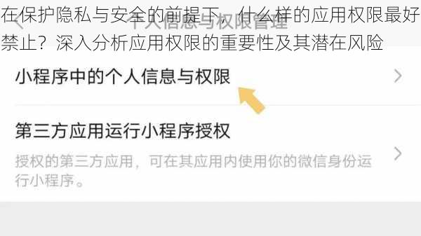 在保护隐私与安全的前提下，什么样的应用权限最好禁止？深入分析应用权限的重要性及其潜在风险