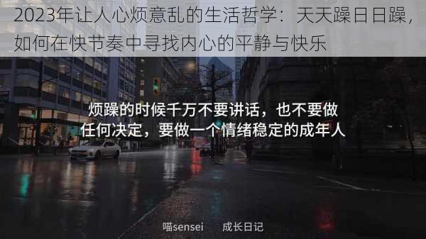 2023年让人心烦意乱的生活哲学：天天躁日日躁，如何在快节奏中寻找内心的平静与快乐