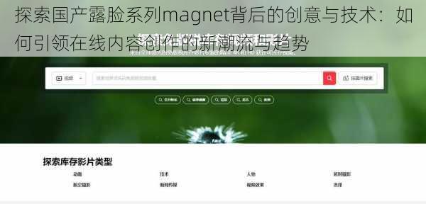 探索国产露脸系列magnet背后的创意与技术：如何引领在线内容创作的新潮流与趋势