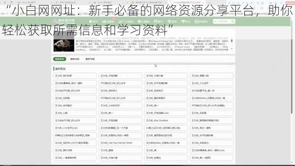 “小白网网址：新手必备的网络资源分享平台，助你轻松获取所需信息和学习资料”