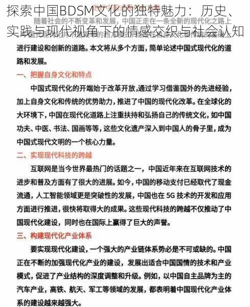 探索中国BDSM文化的独特魅力：历史、实践与现代视角下的情感交织与社会认知