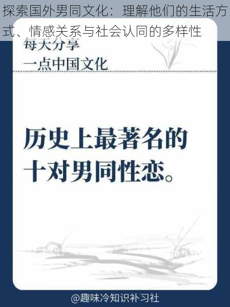 探索国外男同文化：理解他们的生活方式、情感关系与社会认同的多样性