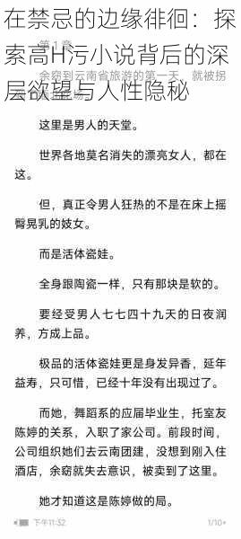 在禁忌的边缘徘徊：探索高H污小说背后的深层欲望与人性隐秘