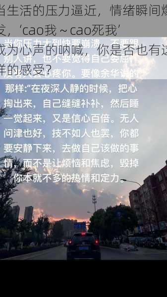 当生活的压力逼近，情绪瞬间爆发，‘cao我～cao死我’成为心声的呐喊，你是否也有这样的感受？