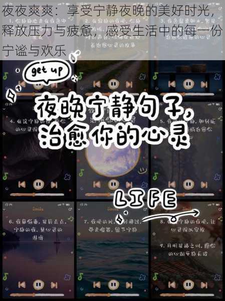 夜夜爽爽：享受宁静夜晚的美好时光，释放压力与疲惫，感受生活中的每一份宁谧与欢乐