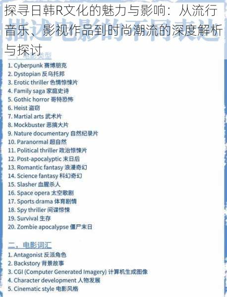 探寻日韩R文化的魅力与影响：从流行音乐、影视作品到时尚潮流的深度解析与探讨