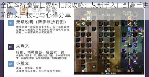 全面解析魔兽世界怀旧服攻略：从新手入门到高手进阶的实用技巧与心得分享