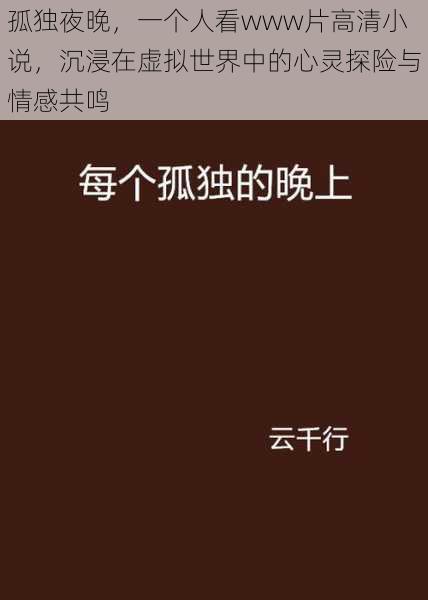 孤独夜晚，一个人看www片高清小说，沉浸在虚拟世界中的心灵探险与情感共鸣